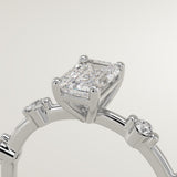 1.0 CT Emerald Cut Dainty Pave Lab-Grown Diamond Engagement Ring