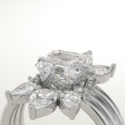 Asscher Cut Cluster Lab-Grown Diamond Bridal Set