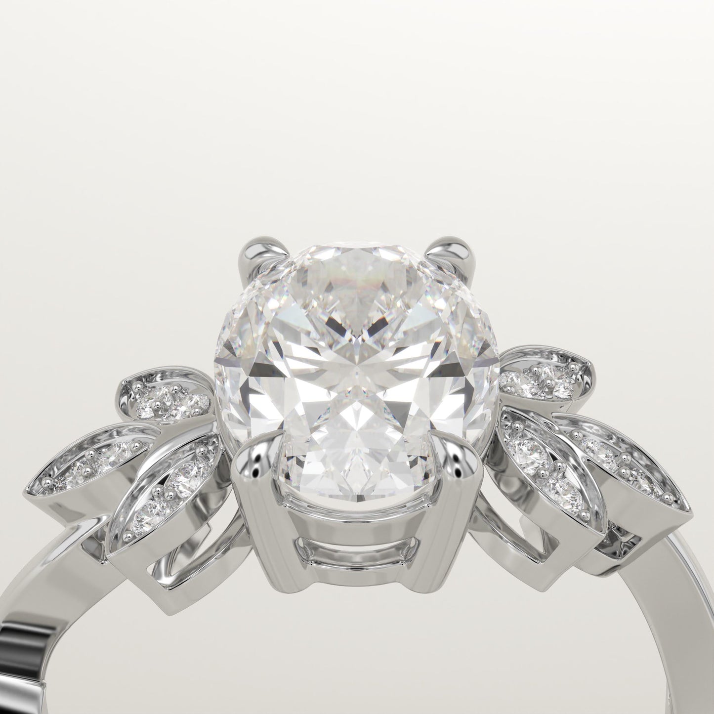 Oval Cut Nature Inspired Lab-Grown Diamond Engagement Ring