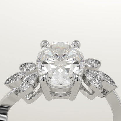Oval Cut Nature Inspired Lab-Grown Diamond Engagement Ring