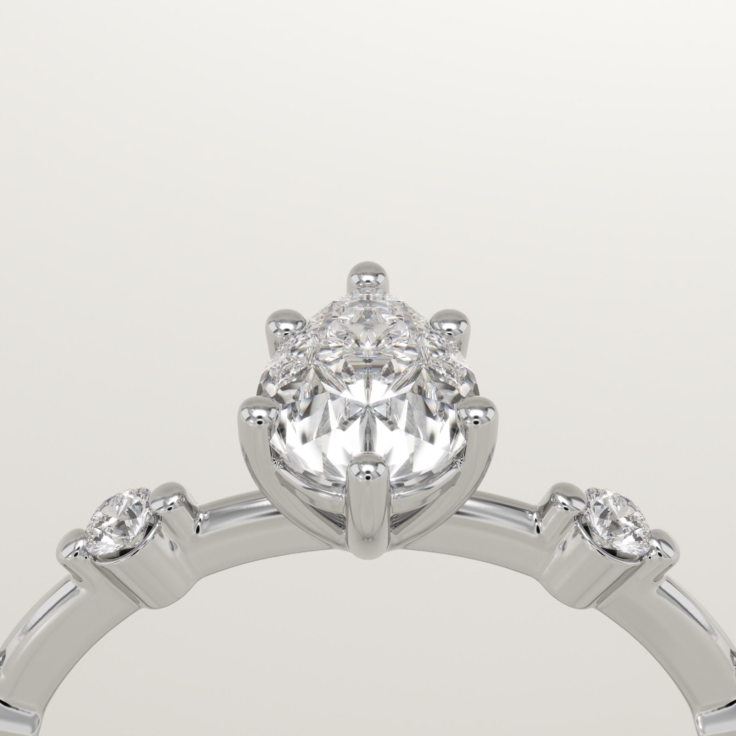 2.0 CT Pear Cut Dainty Pave Lab-Grown Diamond Engagement Ring