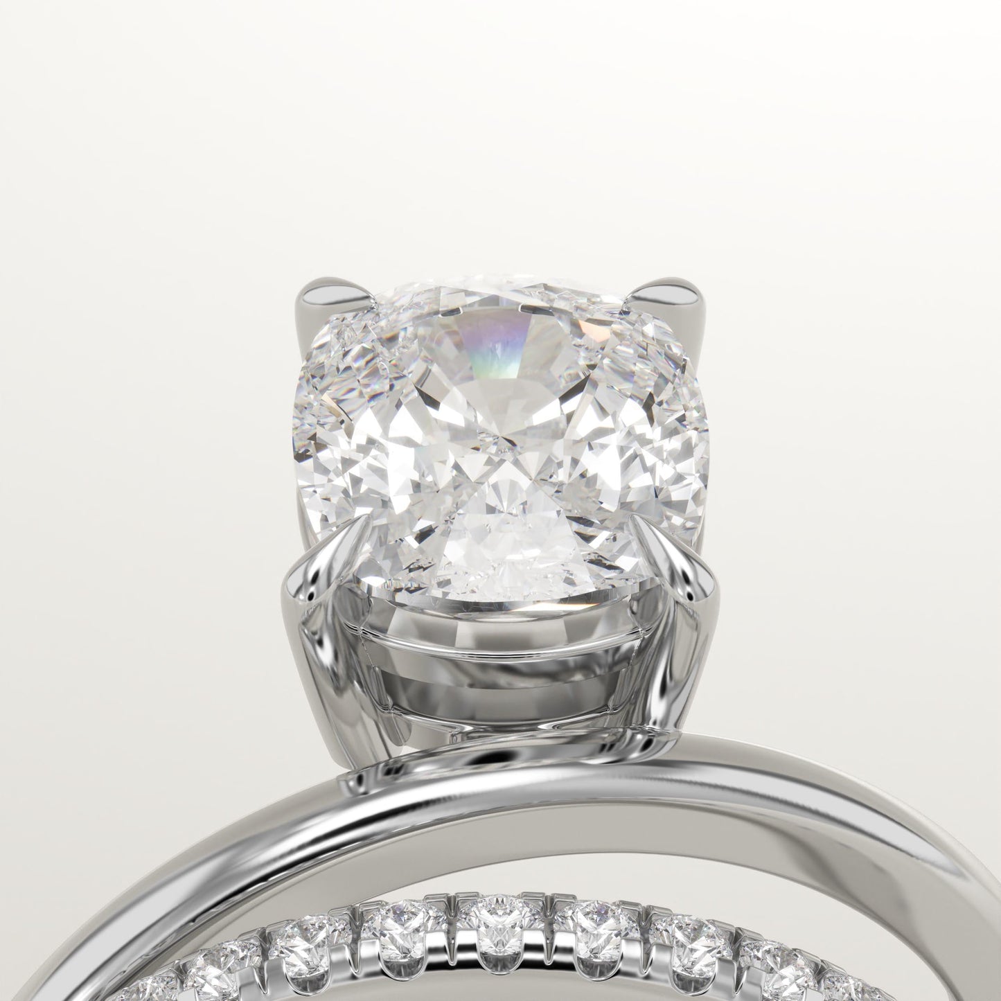 Elongated Cushion Cut Pave Lab-Grown Diamond Engagement Ring