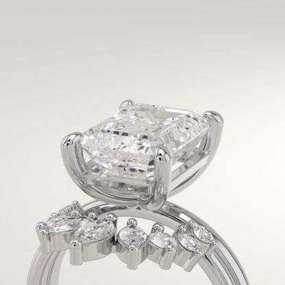 Emerald Cut Cluster Lab-Grown Diamond Bridal Set