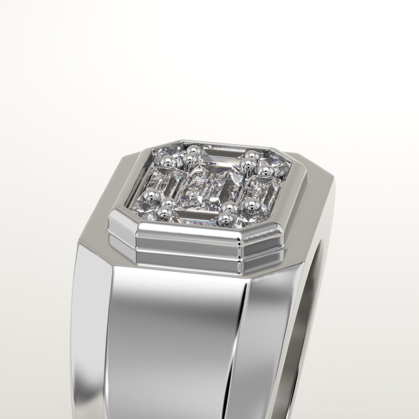 0.46 TCW Round & Baguette Lab-Grown Diamond Multi Stone Wedding Band For Men
