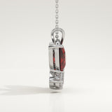 3.21 TCW Pear & Round January-Garnet Birthstone Necklace