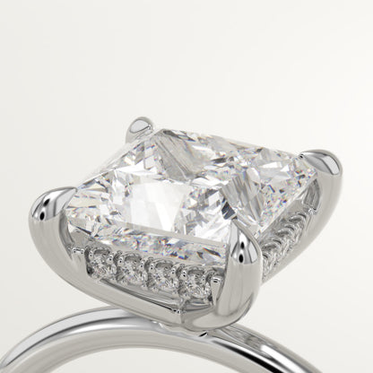 2.25 CT Princess Cut Hidden Halo Moissanite Engagement Ring