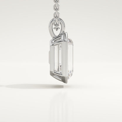 2 CT Emerald Lab-Grown Diamond Solitaire & Bezel Necklace