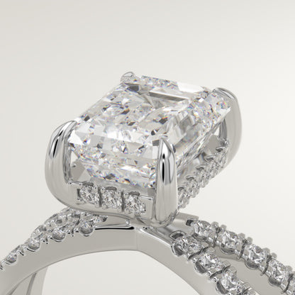 Emerald Hidden Halo & Criss Cross Pave Lab-Grown Diamond Engagement Ring