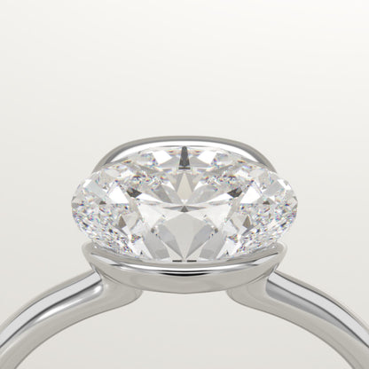 East West Oval Cut Half Bezel Lab-Grown Diamond Engagement Ring