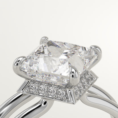Princess Cut Hidden Halo Lab-Grown Diamond Engagement Ring