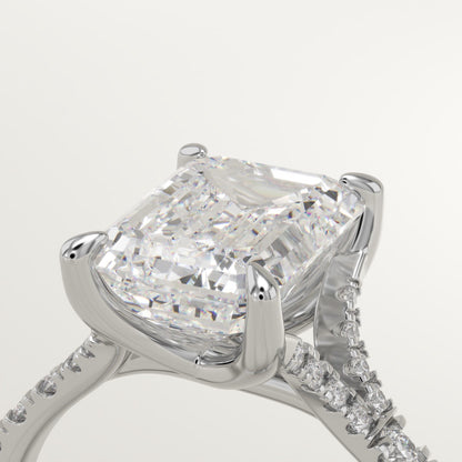 Emerald Cut Pave Split Shank Lab-Grown Diamond Engagement Ring