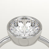 1.5 CT Round Cut Bezel Lab-Grown Diamond Engagement Ring