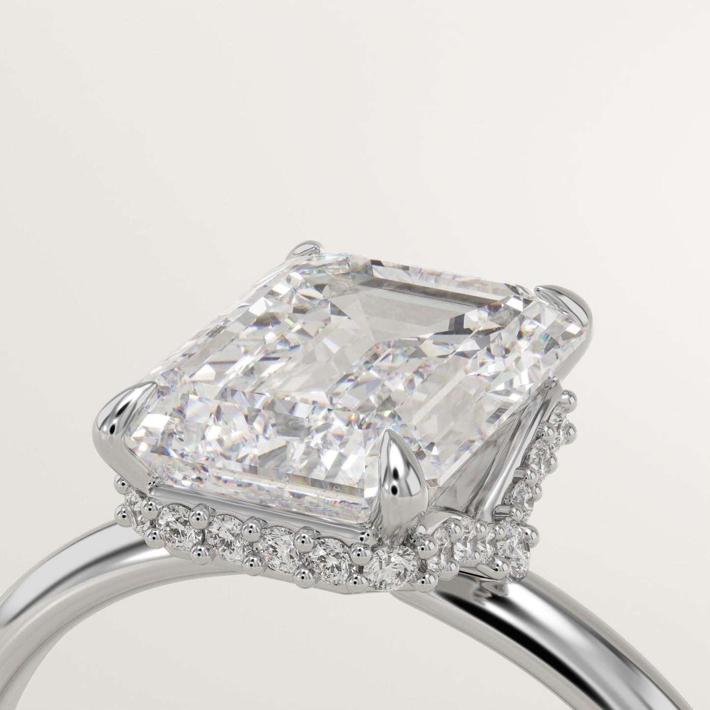 Emerald Cut Hidden Halo Lab-Grown Diamond Engagement Ring
