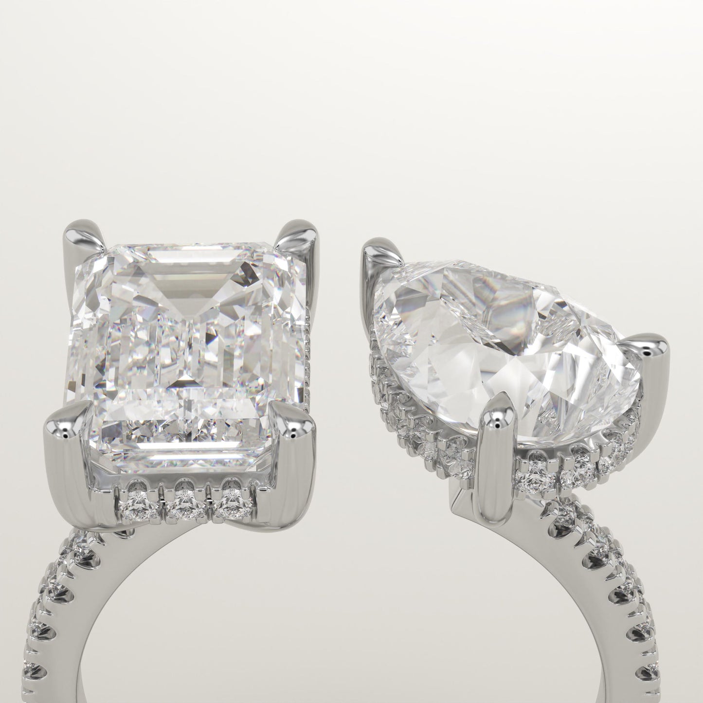 5 TCW Emerald & Pear Cut Toi Et Moi Lab-Grown Diamond Engagement Ring