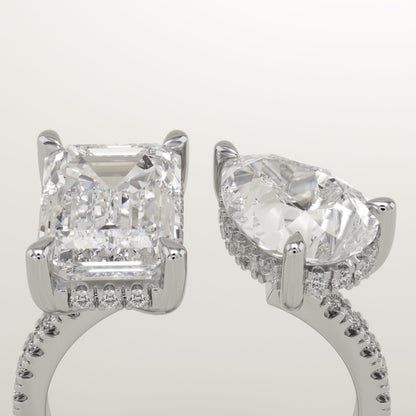 5 TCW Emerald & Pear Cut Toi Et Moi Lab-Grown Diamond Engagement Ring
