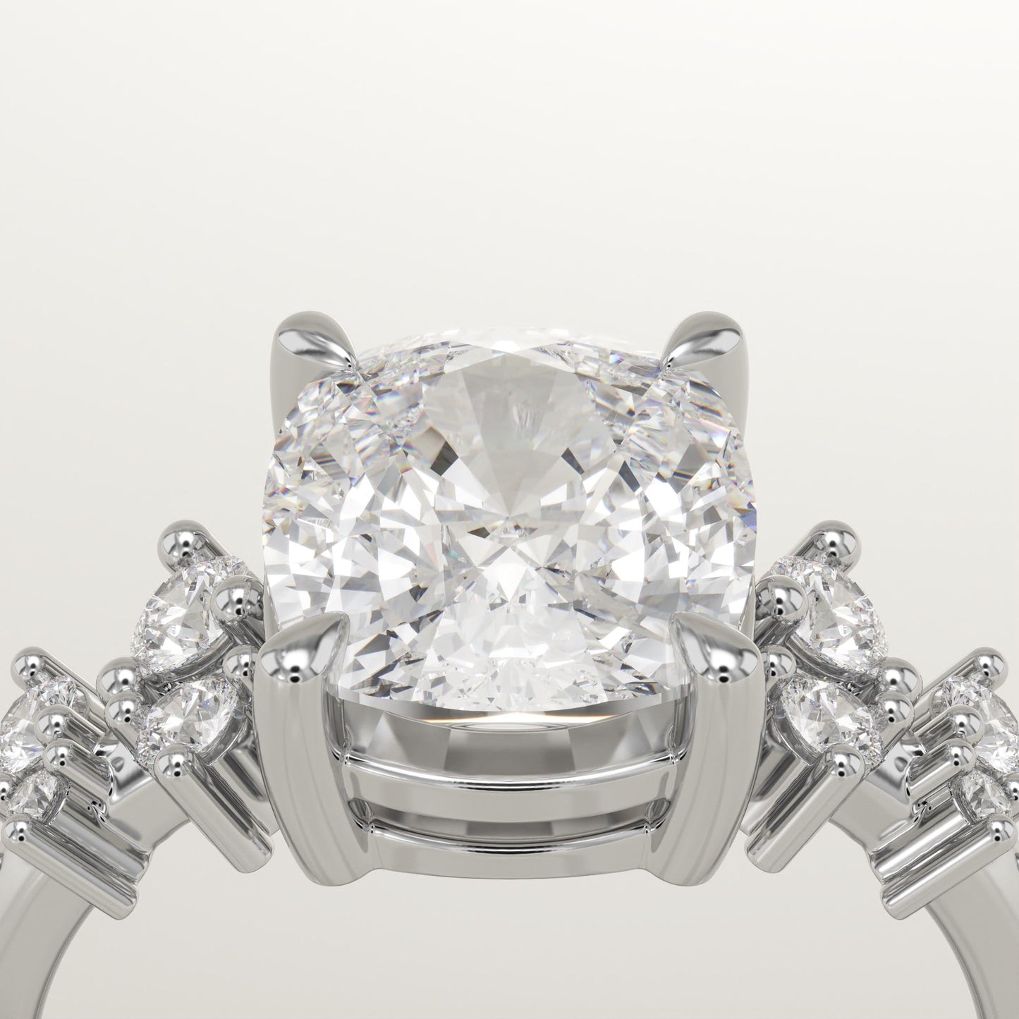 Elongated Cushion Cut Cluster Lab-Grown Diamond Engagement Ring