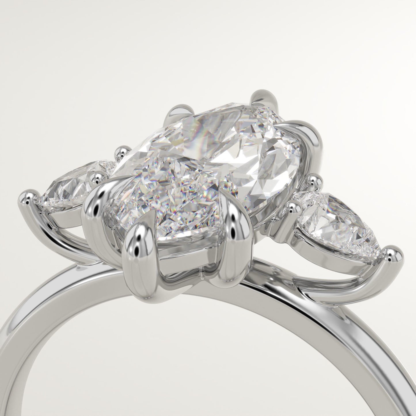 Marquise Cut Three Stone Lab-Grown Diamond Engagement Ring