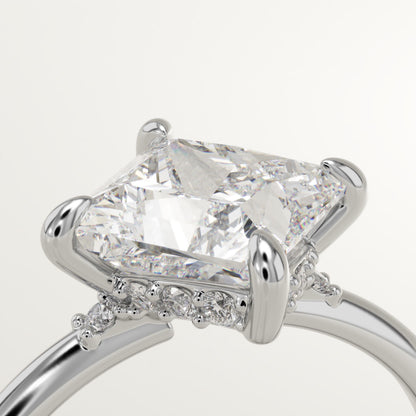 2.25 CT Princess Cut Hidden Halo Moissanite Engagement Ring