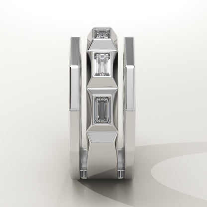 0.67 TCW Baguette Lab-Grown Diamond Five Stone Wedding Band For Men