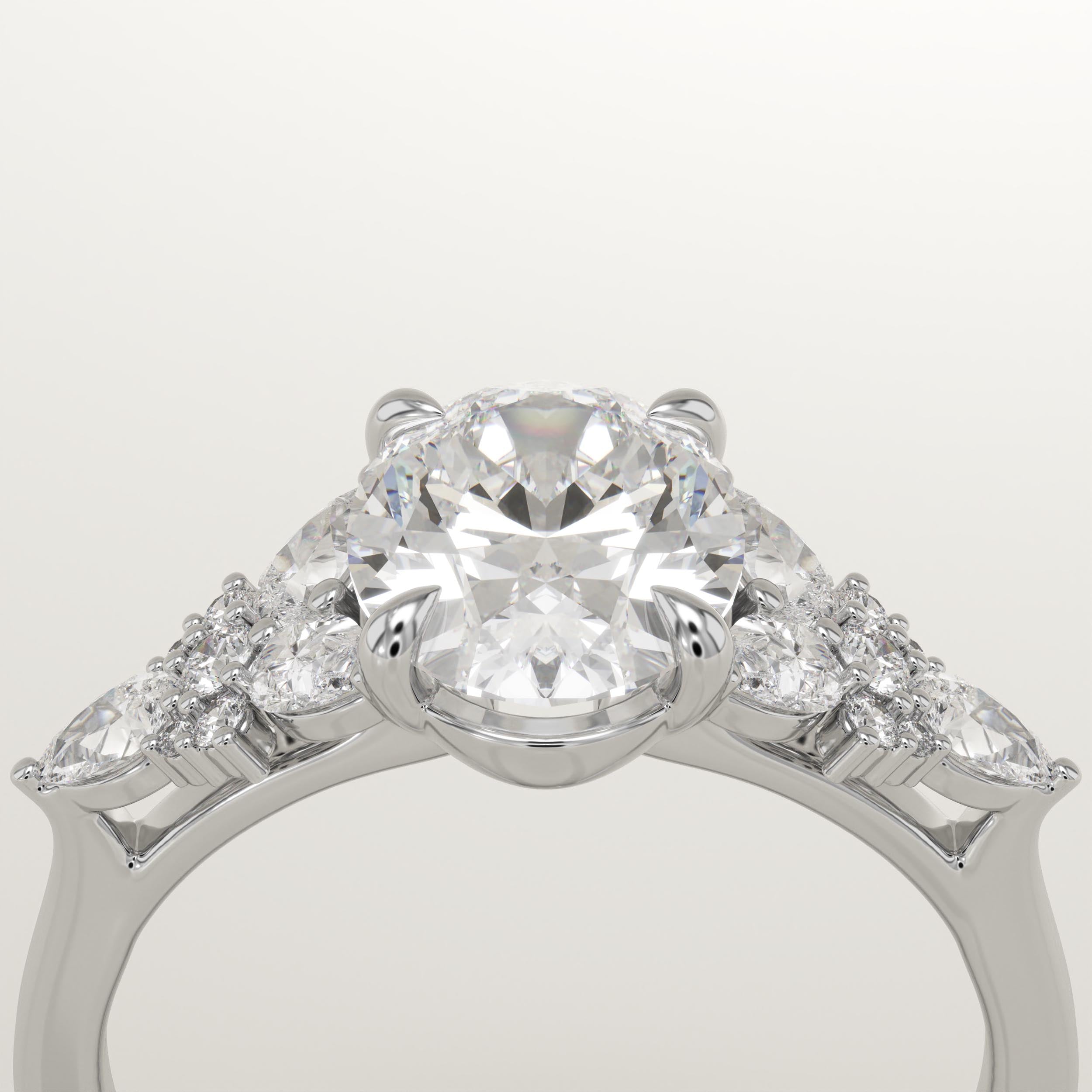 2.0 CT Oval Cut Cluster Lab-Grown Diamond Engagement Ring