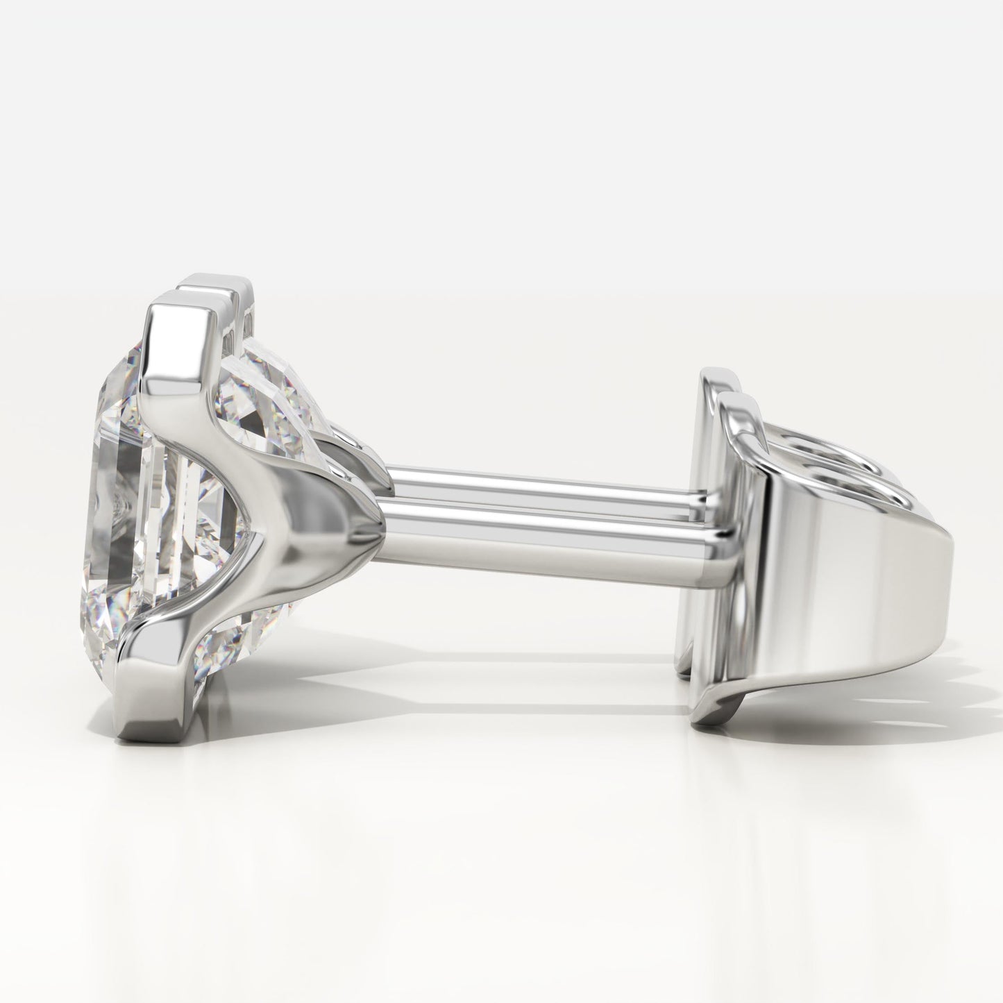 1 TCW Asscher Half Bezel Lab-Grown Diamond Stud Earrings