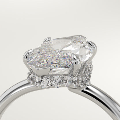 1.75 CT Marquise Cut Hidden Halo Moissanite Engagement Ring