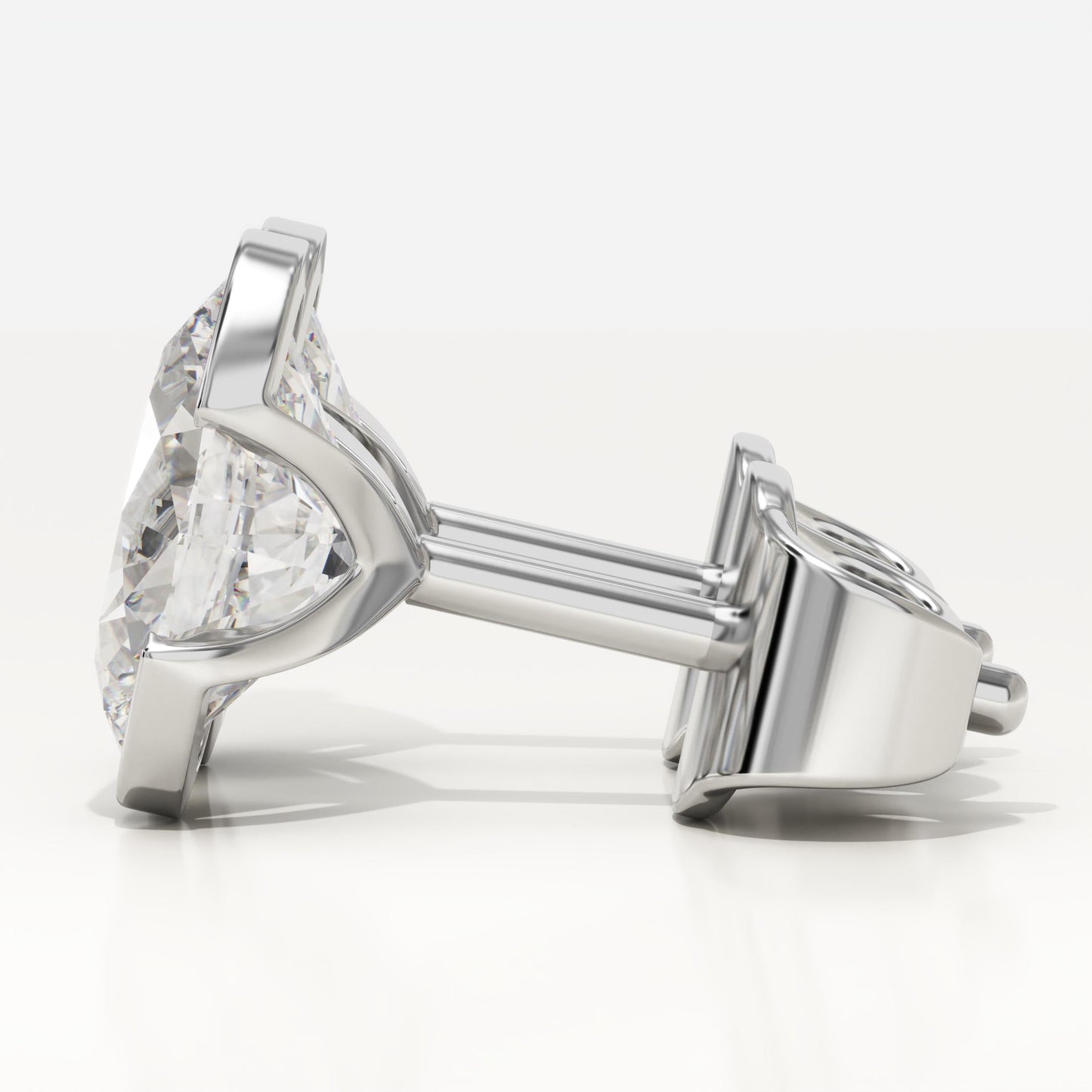 1 TCW Oval Half Bezel Lab-Grown Diamond Stud Earrings