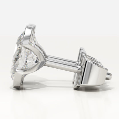 1 TCW Oval Half Bezel Lab-Grown Diamond Stud Earrings