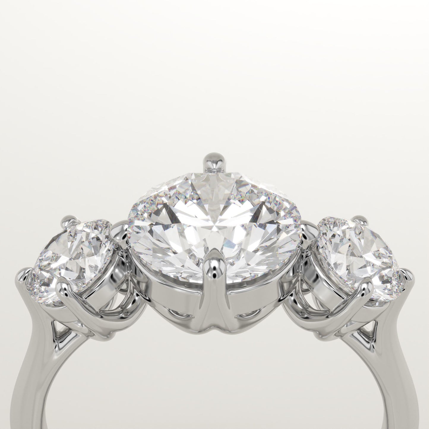 Round Cut Three Stone Lab-Grown Diamond Engagement Ring