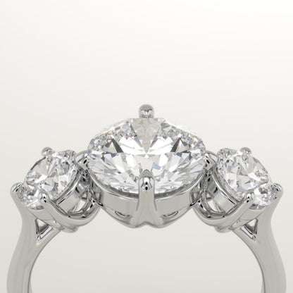 Round Cut Three Stone Lab-Grown Diamond Engagement Ring