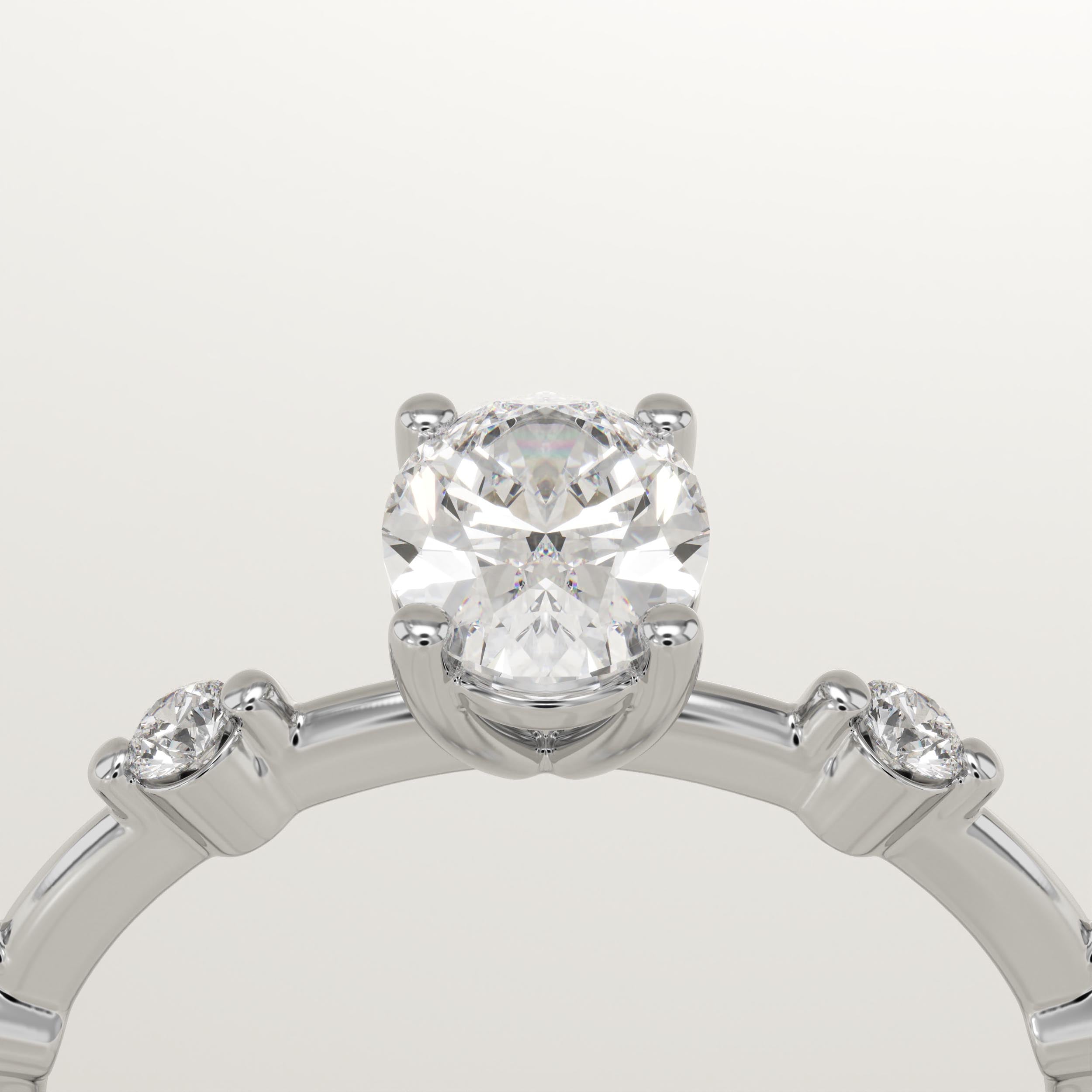 2.0 CT Oval Cut Dainty Pave Lab-Grown Diamond Engagement Ring