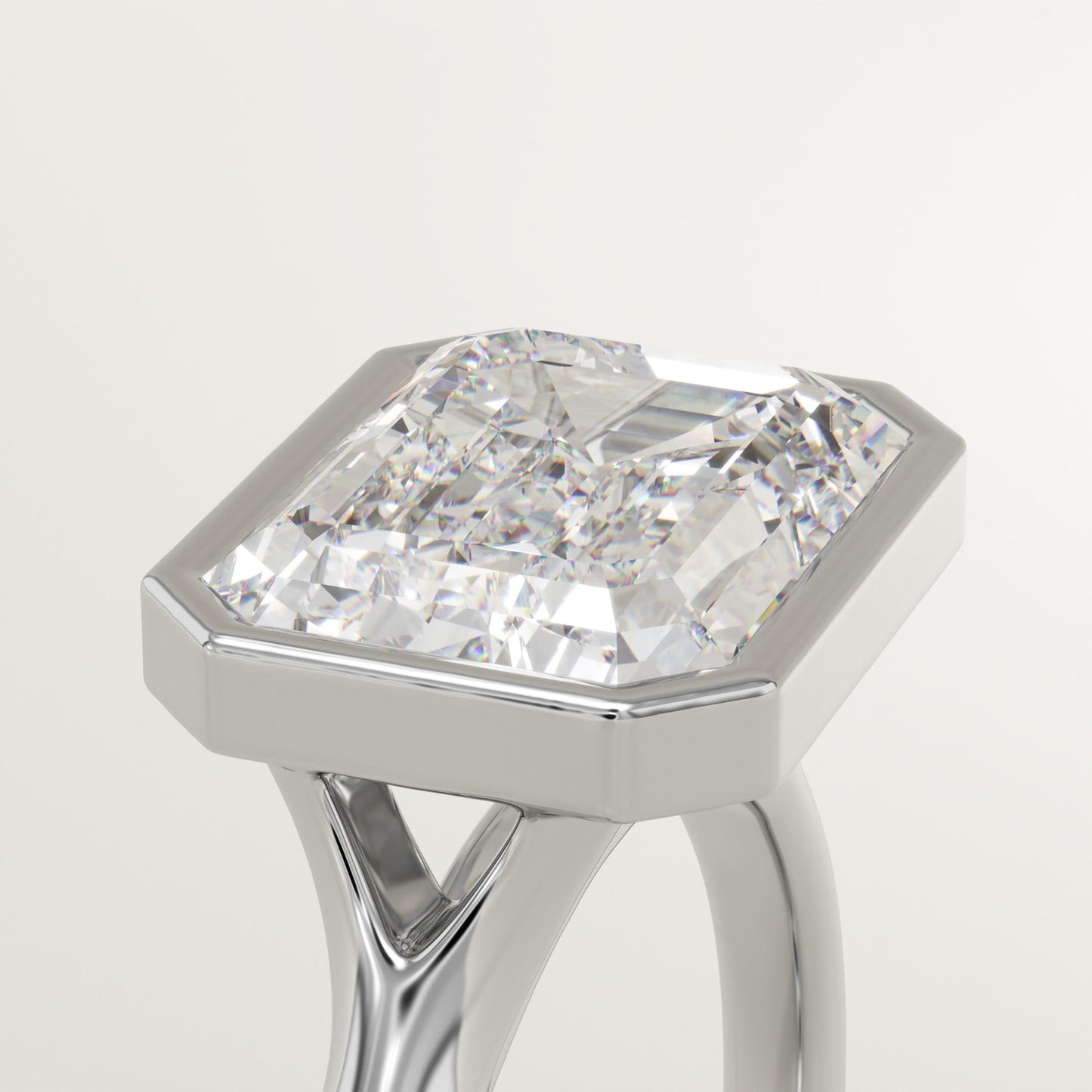 East West Emerald Cut Bezel Lab-Grown Diamond Engagement Ring