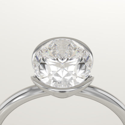 Oval Cut Half Bezel Lab-Grown Diamond Engagement Ring