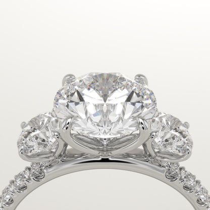 2 CT Round Cut Three Stone Moissanite Engagement Ring