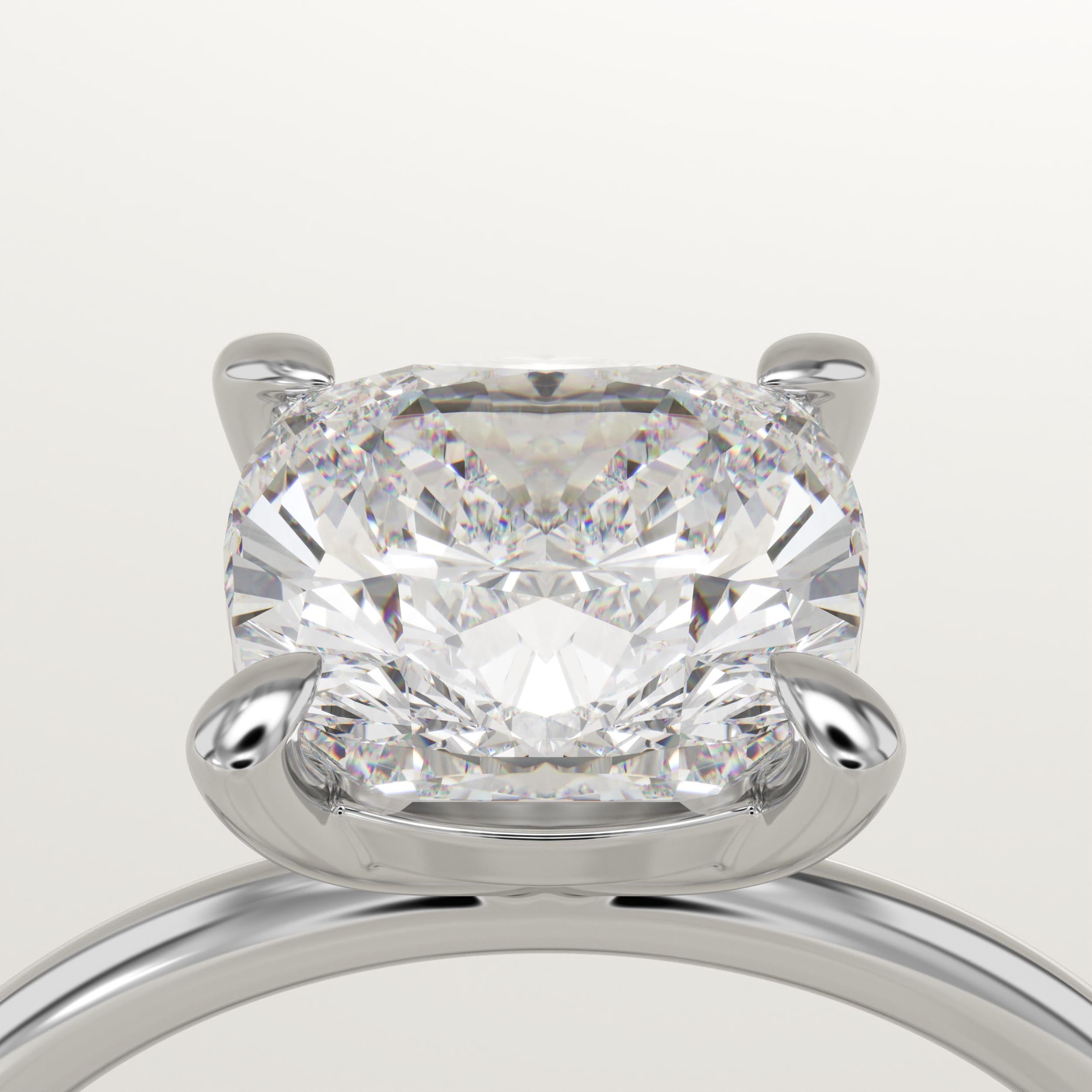 2.0 CT Cushion Cut Solitaire Lab-Grown Diamond Engagement Ring