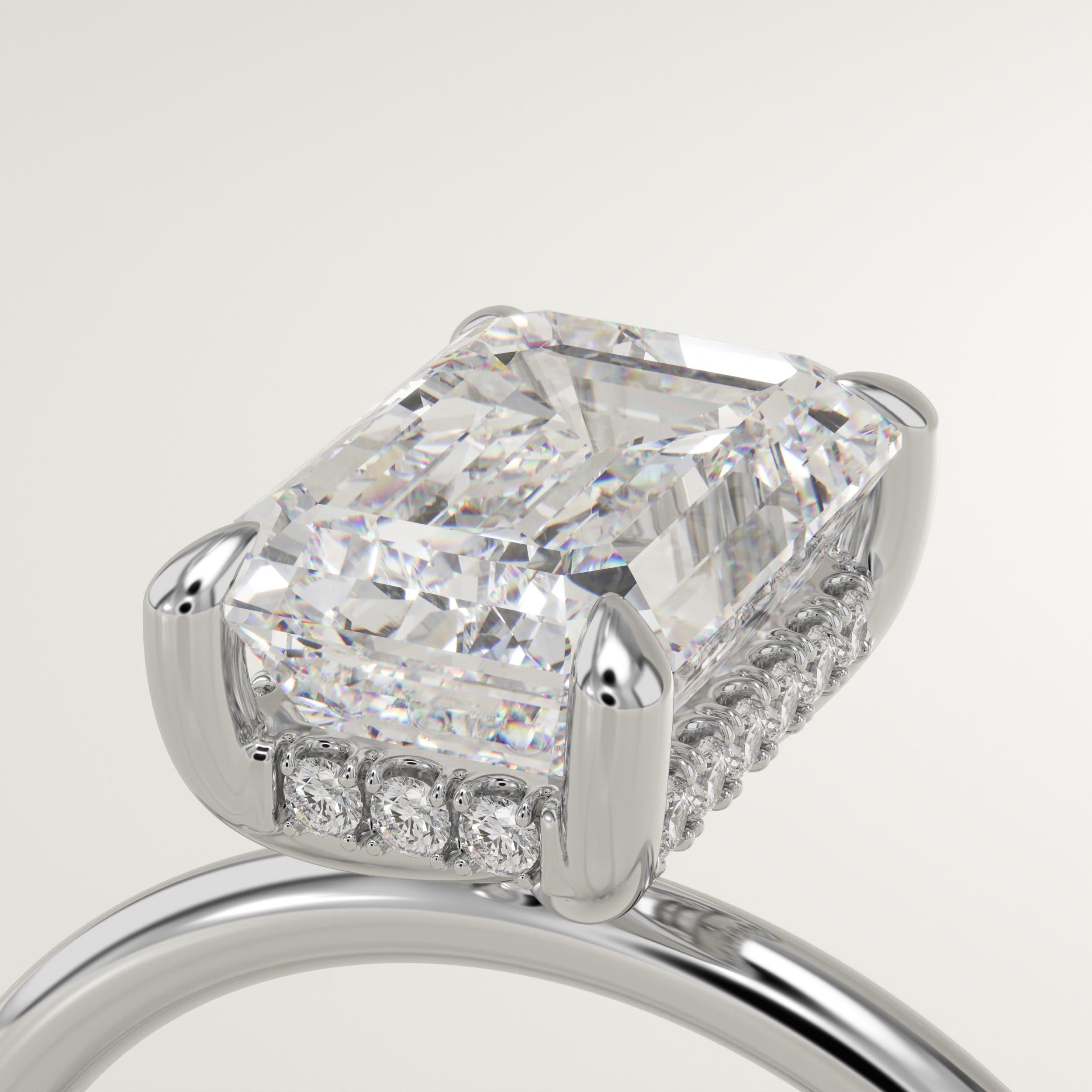 2.0 CT Emerald Cut Hidden Halo Lab-Grown Diamond Engagement Ring