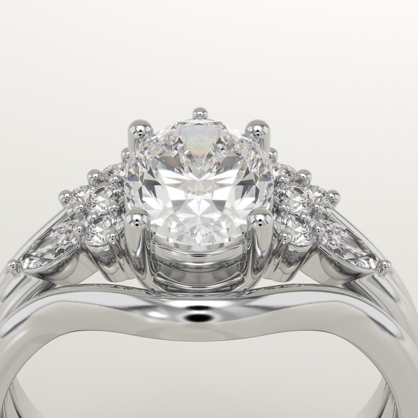 Oval Cut Cluster Lab-Grown Diamond Bridal Set