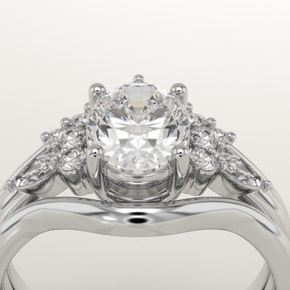 Oval Cut Cluster Lab-Grown Diamond Bridal Set