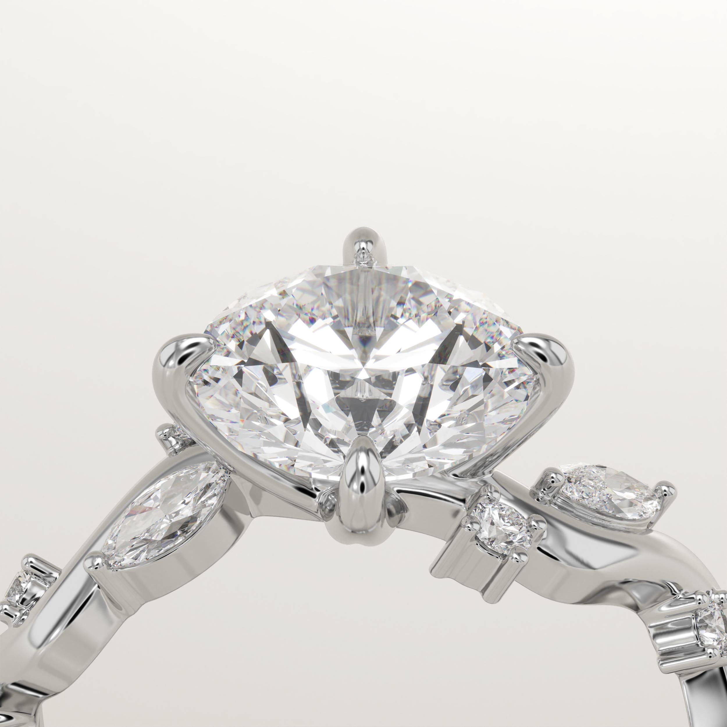 1.5 CT Round Cut Twig Pave Lab-Grown Diamond Engagement Ring
