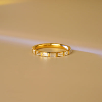 0.54 TCW Baguette Lab-Grown Diamond Half Eternity Wedding Band
