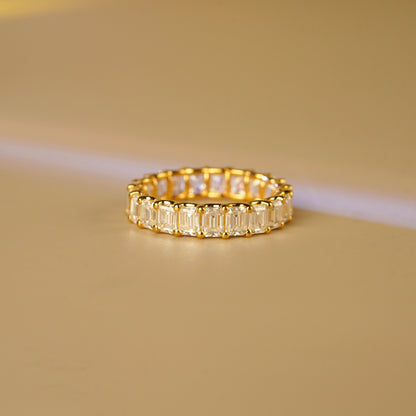 4.6 TCW Emerald Lab-Grown Diamond Full Eternity Wedding Band
