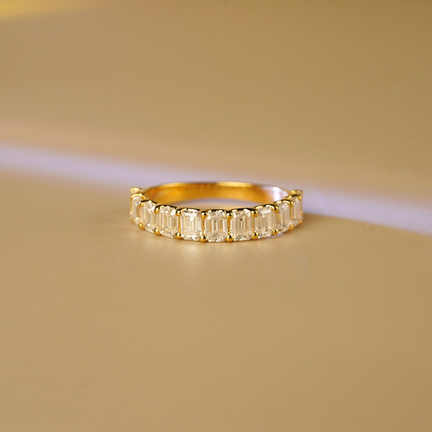 1.8 TCW Emerald Lab-Grown Diamond Half Eternity Wedding Band