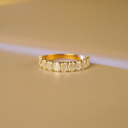 1.8 TCW Emerald Lab-Grown Diamond Half Eternity Wedding Band