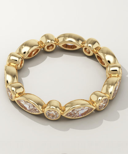 2.72 TCW Round & Marquise Lab-Grown Diamond Full Eternity Wedding Band