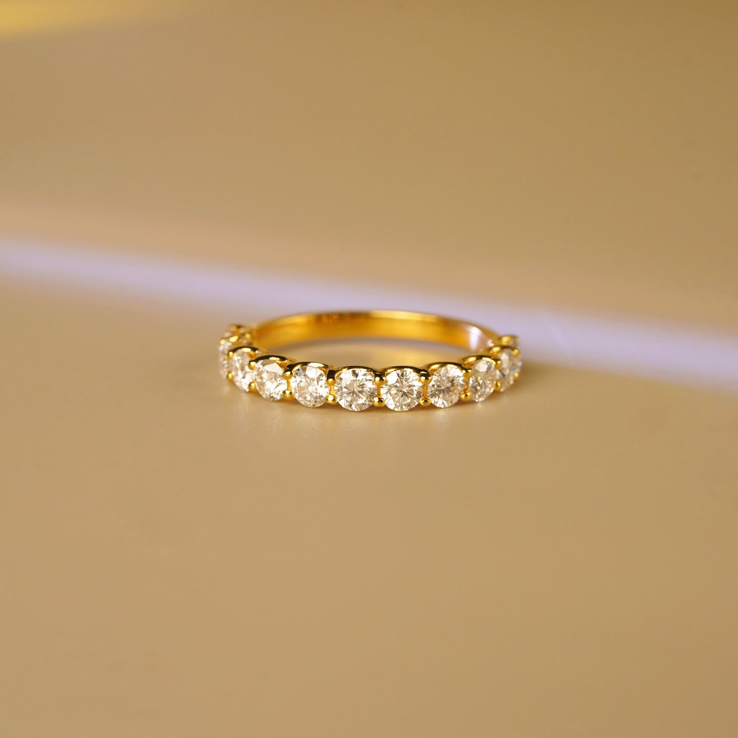 1.1 TCW Round Lab-Grown Diamond Half Eternity Wedding Band