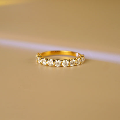 1.1 TCW Round Lab-Grown Diamond Half Eternity Wedding Band