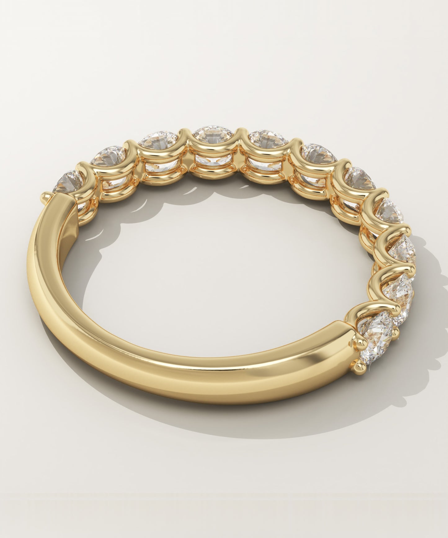 1.1 TCW Round Lab-Grown Diamond Half Eternity Wedding Band