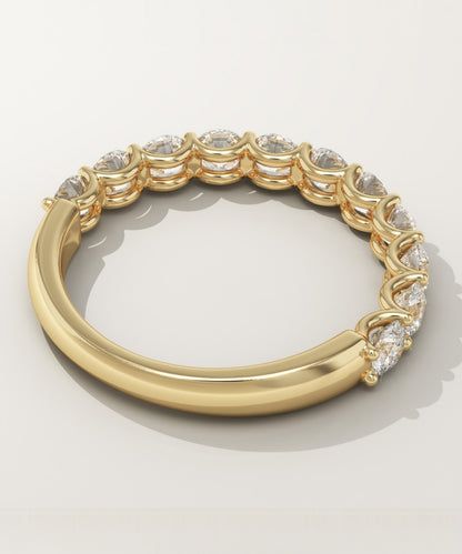 1.1 TCW Round Lab-Grown Diamond Half Eternity Wedding Band