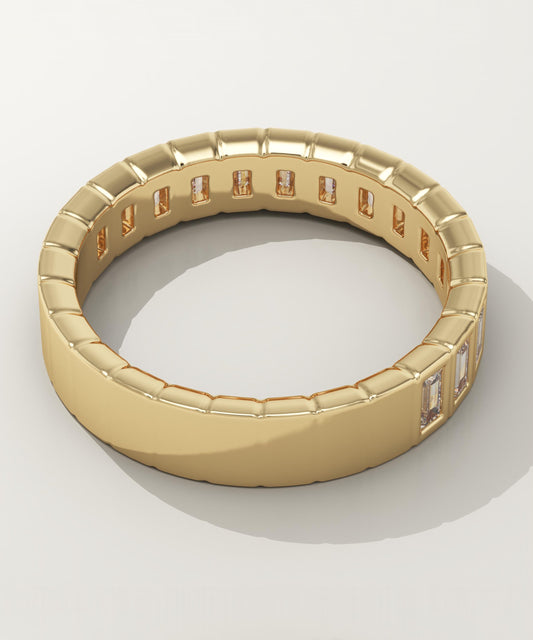 0.44 TCW Baguette Lab-Grown Diamond Half Eternity Bezel Wedding Band