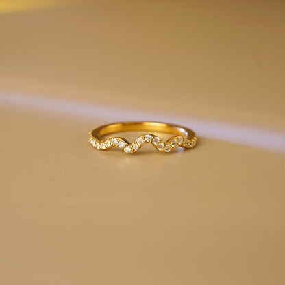 0.58 TCW Round Lab-Grown Diamond Curved Wedding Band